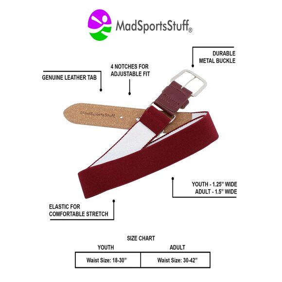 Performance Baseball Softball Belt (adult, Cardinal)🌼 - Picture 3 of 5